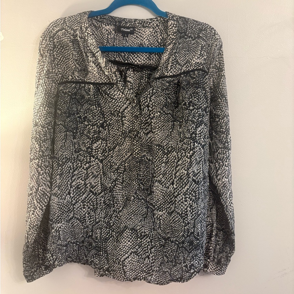 Tolani snake print silk blouse